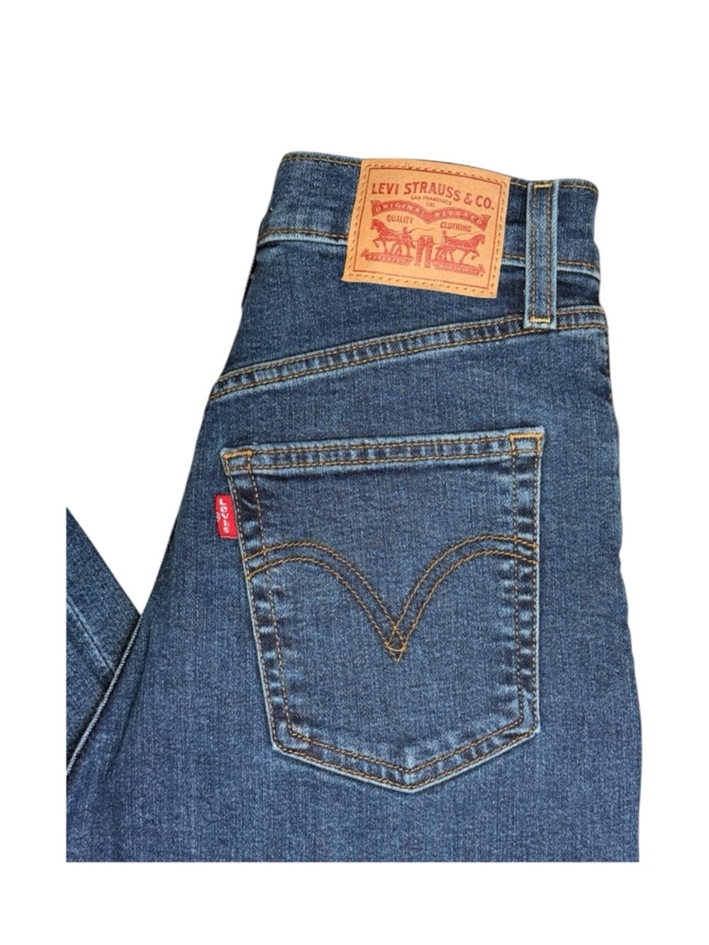 Levi’s Ribcage Straight Jeans Size 28 High Rise Button Fly Medium Wash - Picture 6 of 12